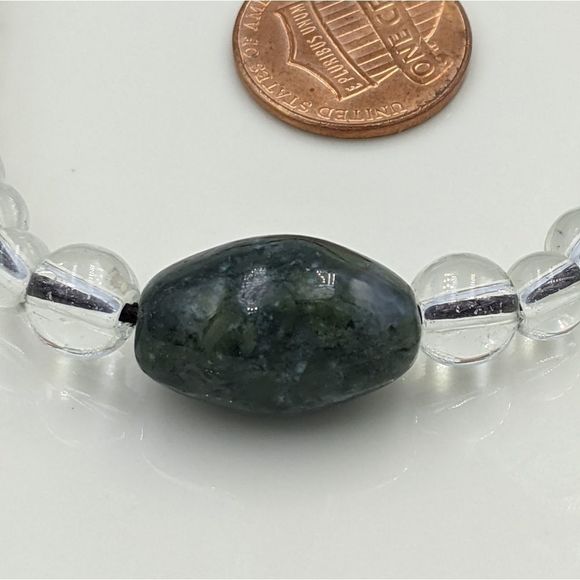 Natural Stone Quartz Glass Beaded Pull Bracelet - Picture 3 of 10